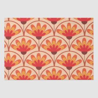 Retro Vintage Abstract Flowers on Scallop Shapes Tissue Paper