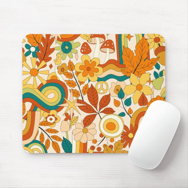 Retro Vintage Abstract Modern Pattern Mouse Mat (With Mouse)