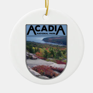 Retro Vintage Acadia National Park Maine Island Ceramic Tree Decoration