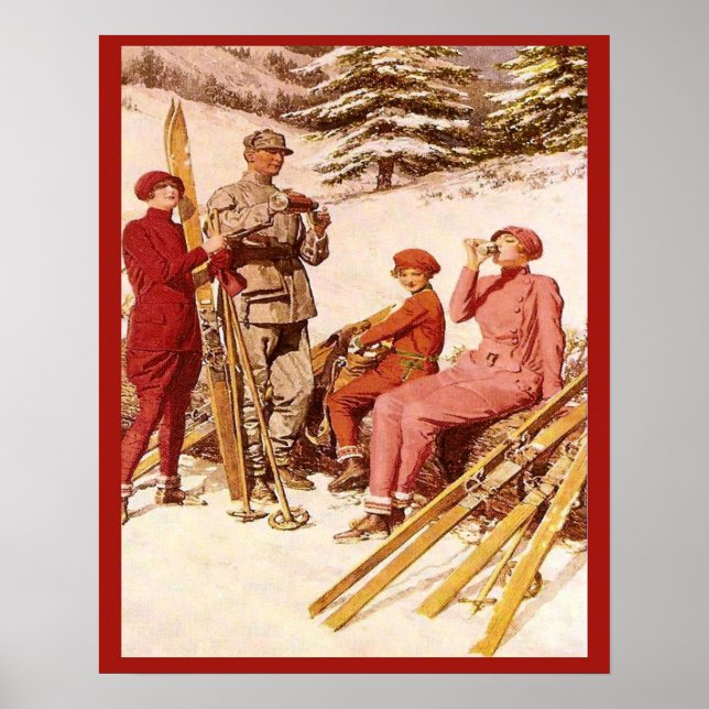 Retro vintage advertising, Ski poster, Fashion Poster (Front)