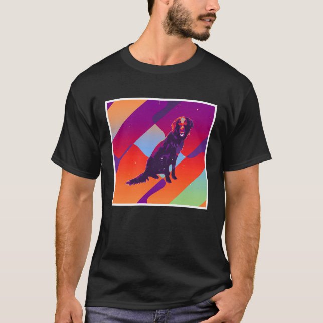 Retro Vintage Aesthetic Flat Coated Retriever T-Shirt (Front)