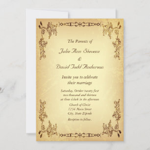 Retro Vintage Aged Paper Wedding Invitation