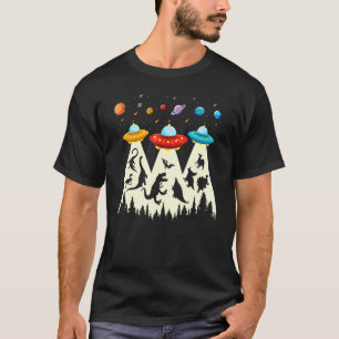 Retro Vintage Alien Abduction  Dinosaur Alien Ufo T-Shirt
