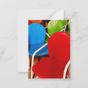 Retro Vintage Aluminum Bright Color Chairs Card