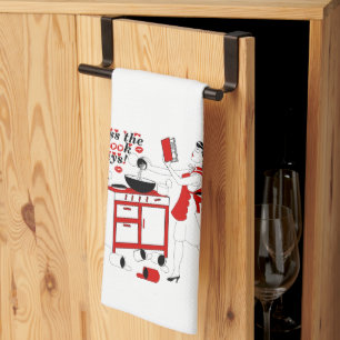 Retro Vintage Always Kiss the Cook Kitchen Towel