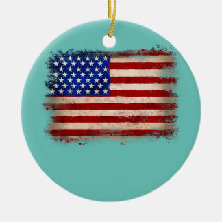 Retro Vintage American Flag All American 4th of Ceramic Tree Decoration