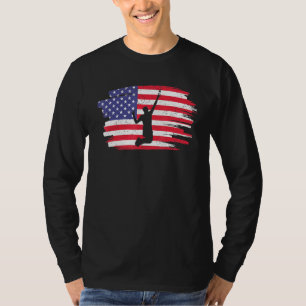 Retro Vintage American Flag Badminton 4th Of July T-Shirt