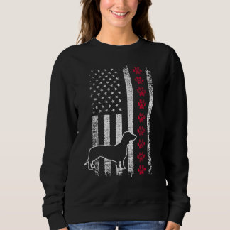 Retro Vintage American Flag Dachshund Dog 4th Of J Sweatshirt