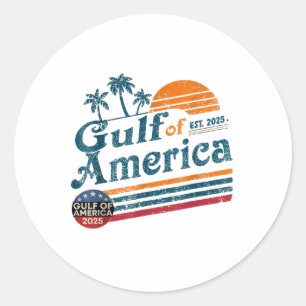 Retro Vintage American Flag Mexico Gulf Of Us Amer Classic Round Sticker