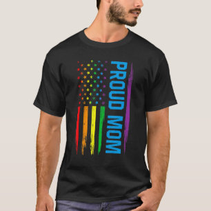 Retro Vintage American Flag Proud Mum Lgbt Lesbian T-Shirt