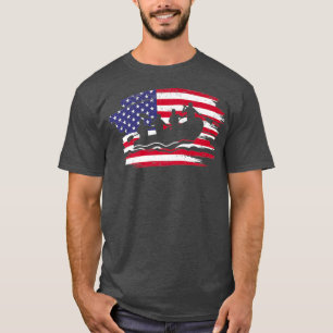 Retro Vintage American Flag Rafting 4th Of July T-Shirt