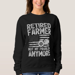 Retro Vintage American Flag Tractor Retired Farmer Sweatshirt