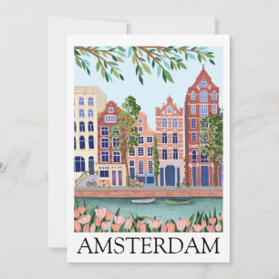 Retro Vintage Amsterdam Netherlands Architecture  Card