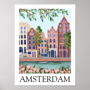 Retro Vintage Amsterdam Netherlands Architecture  Poster