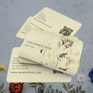 Retro Vintage Antique Floral Parchment Effect Business Card