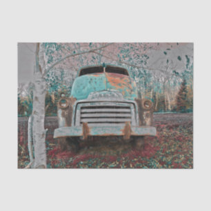 Retro Vintage Antique Rustic Teal Brown Grey Truck Tissue Paper