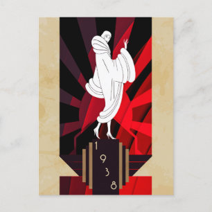 Retro Vintage Art Deco 1938 Woman  Postcard