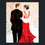 Retro vintage art deco Christmas couple Poster<br><div class="desc">design by www.etsy.com/Shop/VanityFlairDesigns</div>