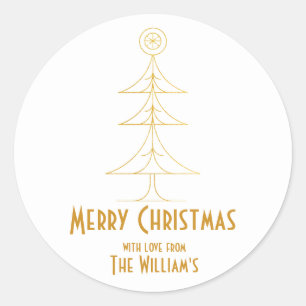 Retro Vintage Art Deco Gold Christmas Gift Classic Round Sticker