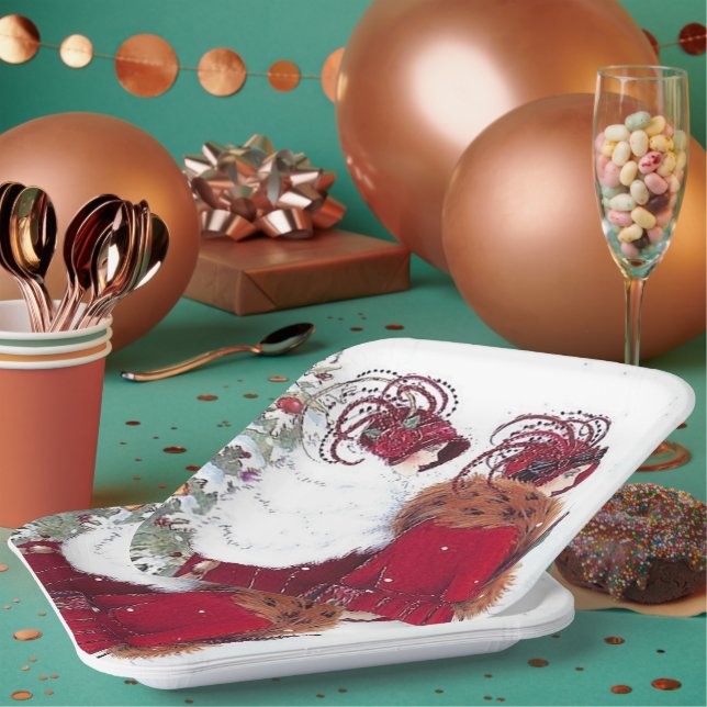 Retro vintage Art Deco Holiday ladies Paper Plate (Multi)