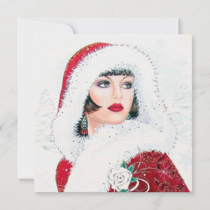 retro vintage art deco lady add message holiday card