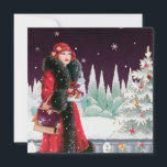 retro vintage art deco lady add text Christmas Holiday Card<br><div class="desc">retro vintage art deco lady add text Christmas Holiday Card</div>