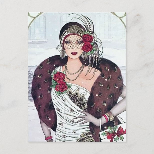 Art Deco Lady Cards | Zazzle UK