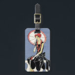 Retro Vintage Art Deco Lady Umbrella Luggage Tag<br><div class="desc">Retro Vintage Art Deco Lady Umbrella Luggage Tag</div>
