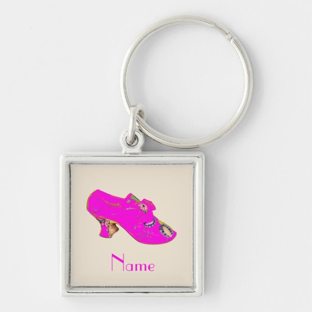 Retro Vintage Art Deco Pink Shoe Keychain (Front)
