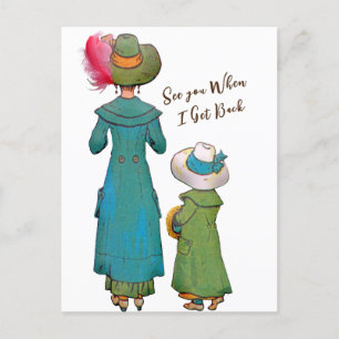 Retro Vintage Art Woman Child   Postcard