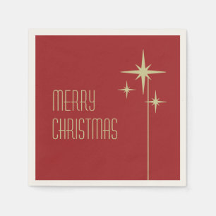 Retro Vintage Atomic 50s Stars Merry Christmas  Napkin