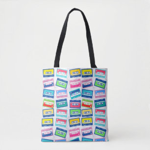 Retro Vintage Audio Tape Cassette Pattern Tote Bag