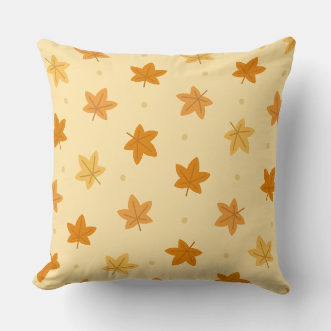 Retro vintage autumn leaves pattern cushion (Front)