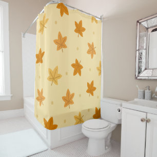 Retro vintage autumn leaves pattern shower curtain