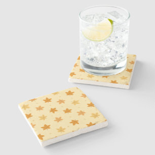 Retro vintage autumn leaves pattern stone coaster