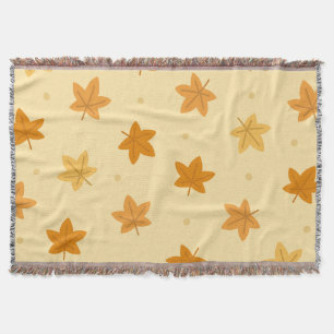 Retro vintage autumn leaves pattern throw blanket