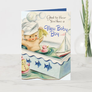 retro vintage baby boy add sentiment Card