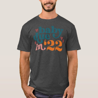Retro Vintage Baby Due In 22 Pregnancy Announcemen T-Shirt