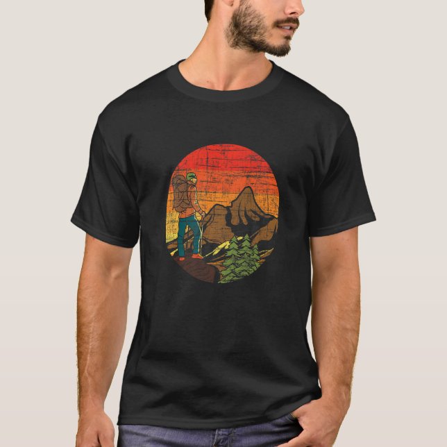Retro Vintage Backpacking Hiker Climber Trekker Hi T-Shirt (Front)