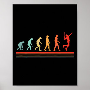Retro Vintage Badminton Player Evolution Poster