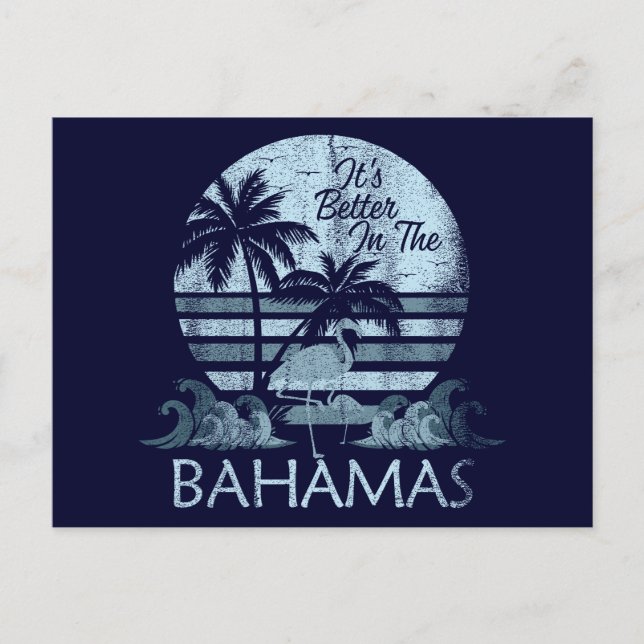 Retro Vintage Bahamas Postcard Vacation Cruise (Front)