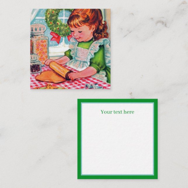 retro vintage baking Christmas girl Card (Front/Back)