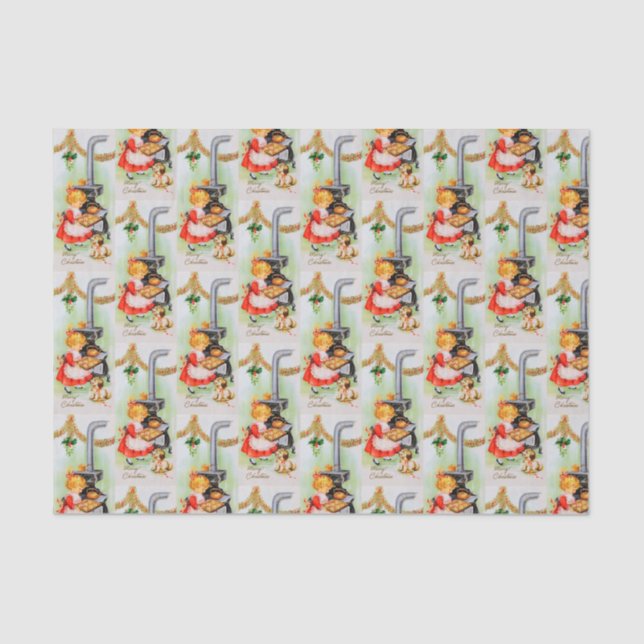Retro vintage baking girl party tissue tissue paper (Front)