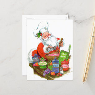 retro vintage Baking Santa Holiday