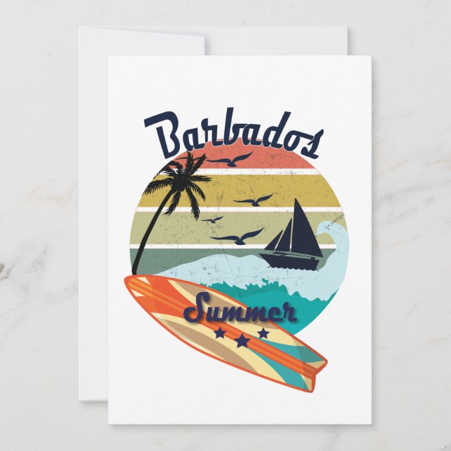 Retro vintage Barbados gift summer vacation Card (Front)