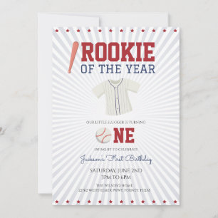 Retro Vintage Baseball 1st Birthday Party Invitation