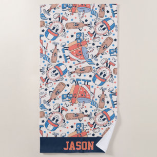 Retro Vintage Baseball Personalised Beach Towel