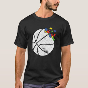 Retro Vintage Basketball Heart Autism Awareness Sp T-Shirt