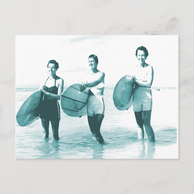 Retro Vintage Bathing Beauties Surfing Postcard (Front)
