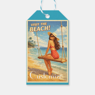 Retro Vintage Bathing Beauty Thunder_Cove Gift Tags